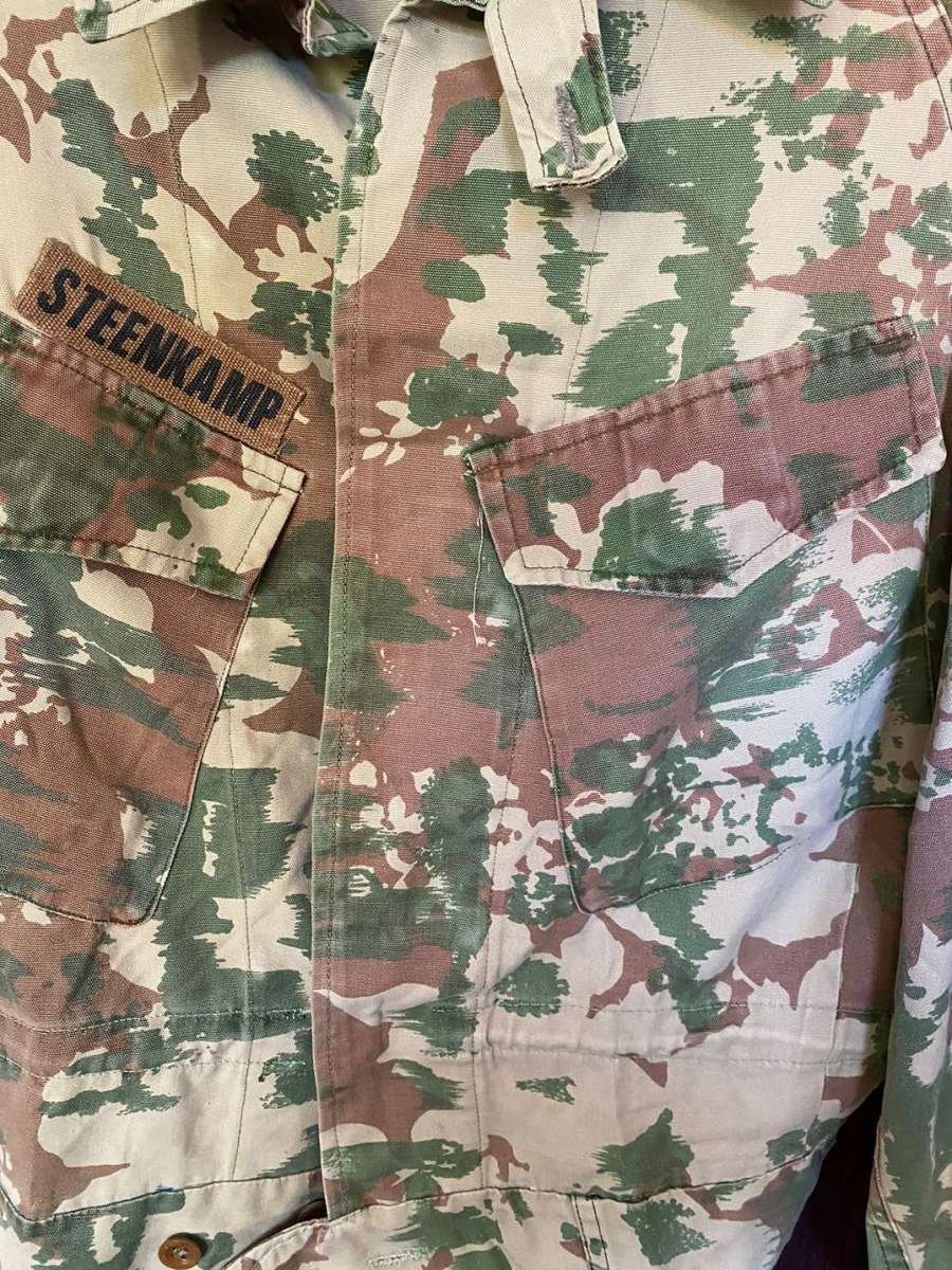 POLICE TASK FORCE 1ST PATTERN CAMO BUNNY JACKET-SELF MADE INTO A BUNNY JACKET AND WORN BY OFFICERS-S