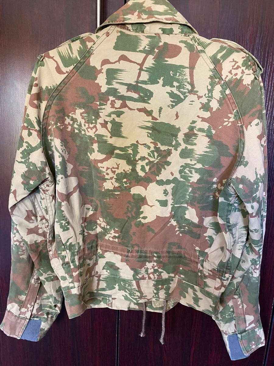 POLICE TASK FORCE 1ST PATTERN CAMO BUNNY JACKET-SELF MADE INTO A BUNNY JACKET AND WORN BY OFFICERS-S