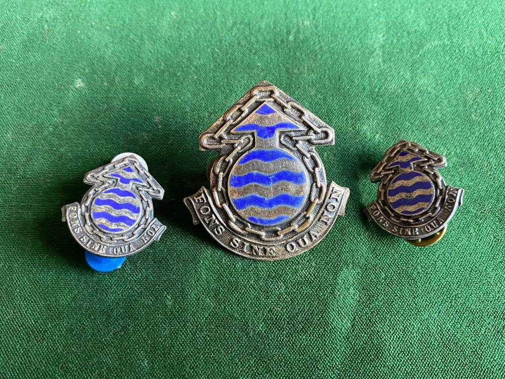 ORDNANCE SERVICE CORPS CAP AND 2 COLLARS-WORN FROM 1970`S-PINS + LUGS INTACT