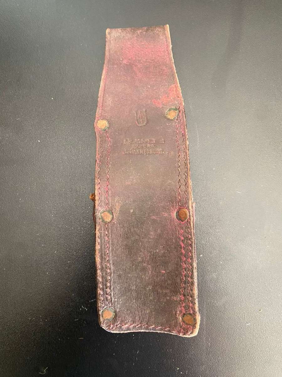 SOUTH AFRICAN LEATHER FROG FOR THE NO 1 BAYONET-A VARIANT WITH NARROW BELT LOOP-STAMPED AND MADE IN