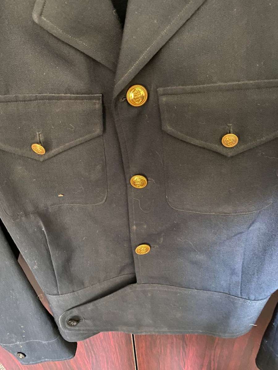 SA NAVY JACKET-SIZE SMALL-MEASURES 45 CM ARMPIT TO ARMPIT