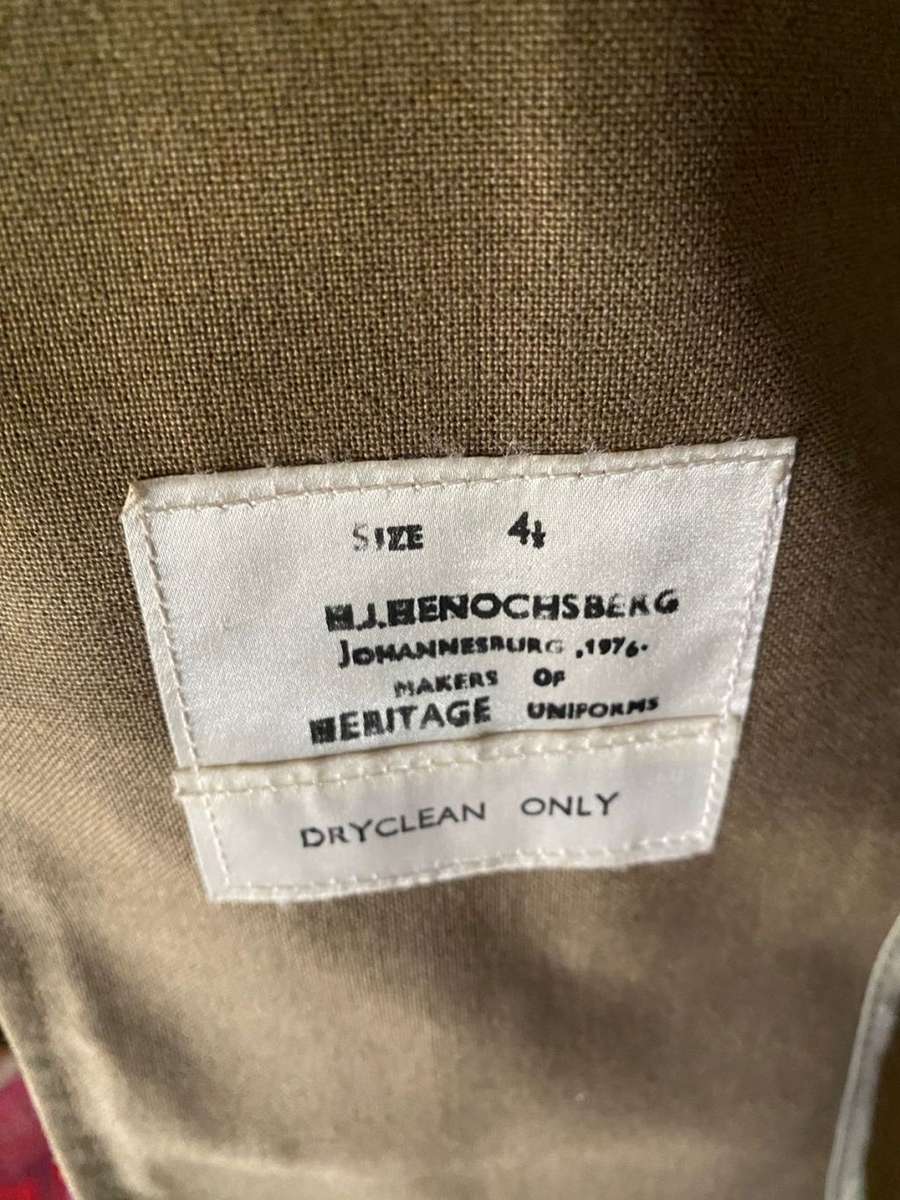 TRANSVAAL SCOTTISH UNIFORM JACKET-SIZE SMALL-MEASURES 42 CM ARMPIT TO ARMPIT-MISSING BUTTONS