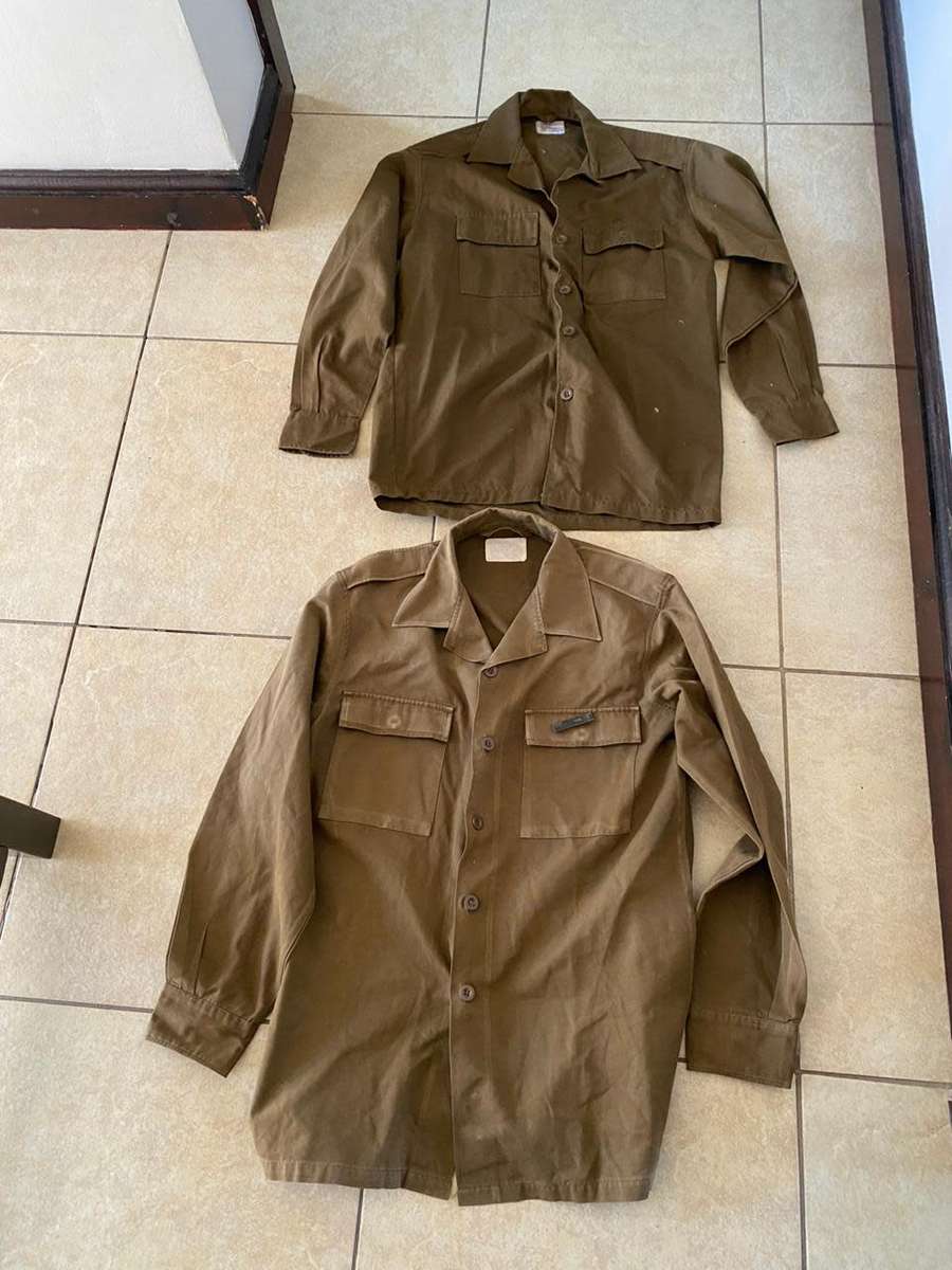 SADF NUTRIA,LONG SLEEVE SHIRTS-1X SMALL AND 1X MEDIUM-BOTH USED BUT GOOD CONDITION WITH AL BUTTONS