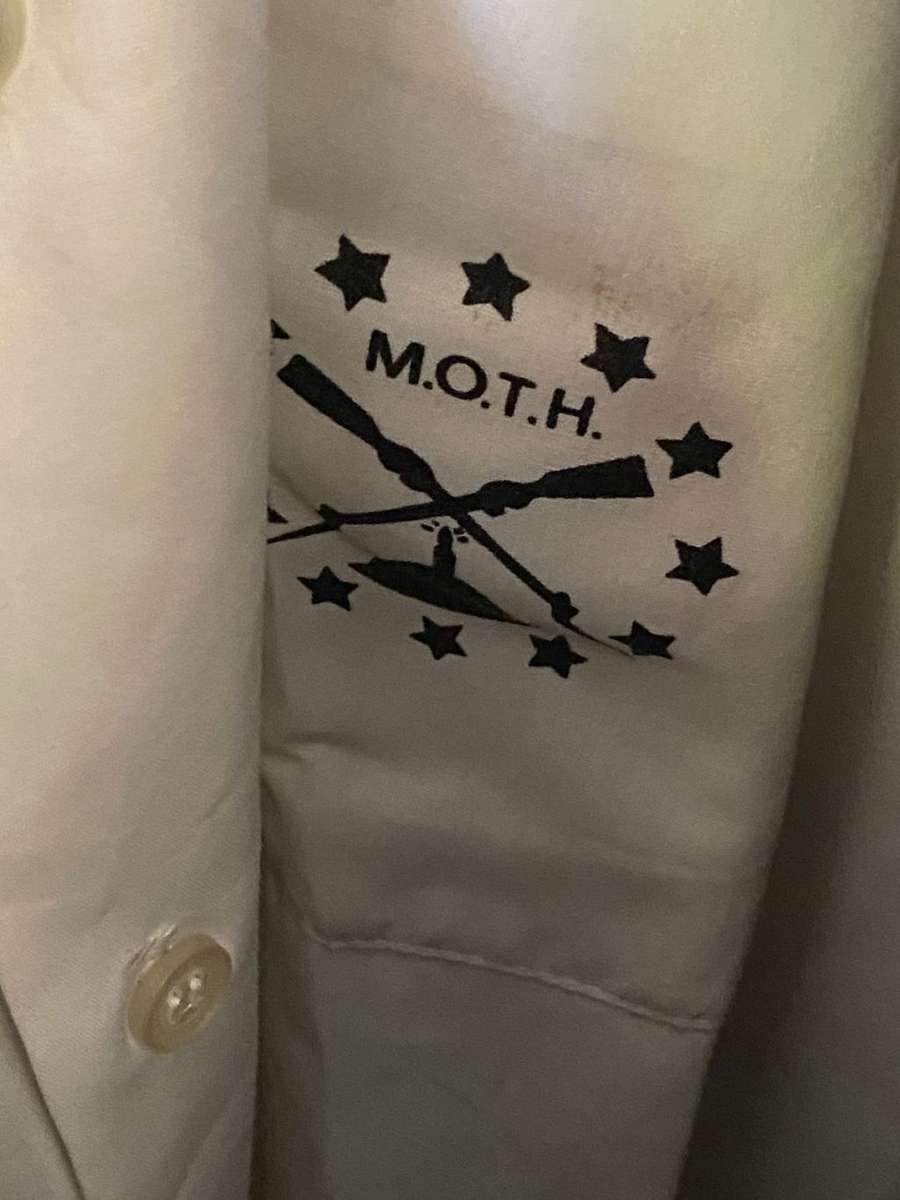MOTHS JACKET- SIZE MEDIUM-MEASURES 50 CM ARMPIT TO ARMPIT-SOLD WITH SHIRT