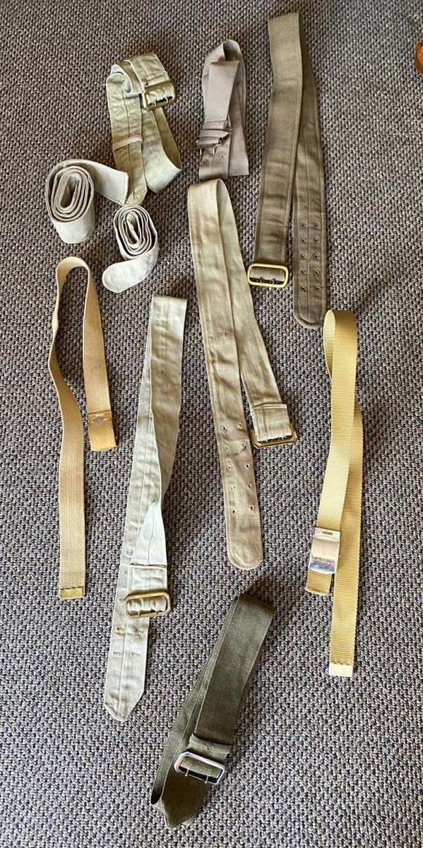 LARGE SELECTION OF MILITARY BELTING-SOLD TOGETHER-10 ITEMS IN TOTAL