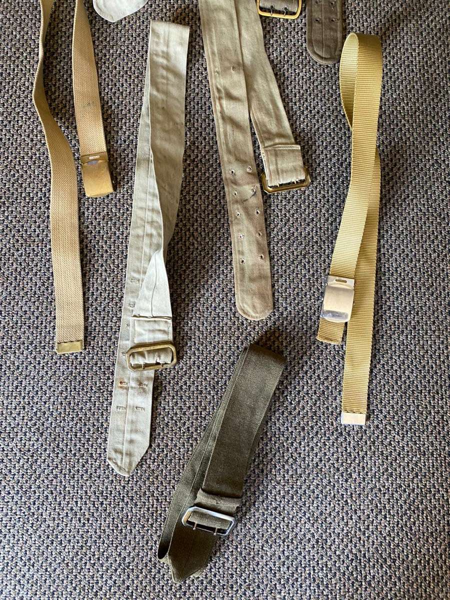 LARGE SELECTION OF MILITARY BELTING-SOLD TOGETHER-10 ITEMS IN TOTAL