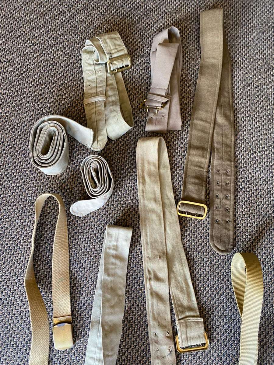 LARGE SELECTION OF MILITARY BELTING-SOLD TOGETHER-10 ITEMS IN TOTAL