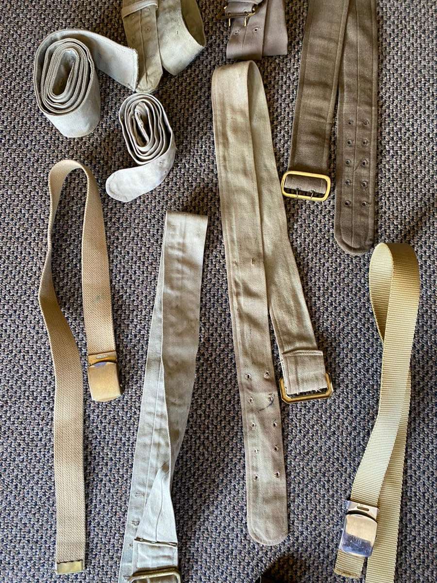 LARGE SELECTION OF MILITARY BELTING-SOLD TOGETHER-10 ITEMS IN TOTAL