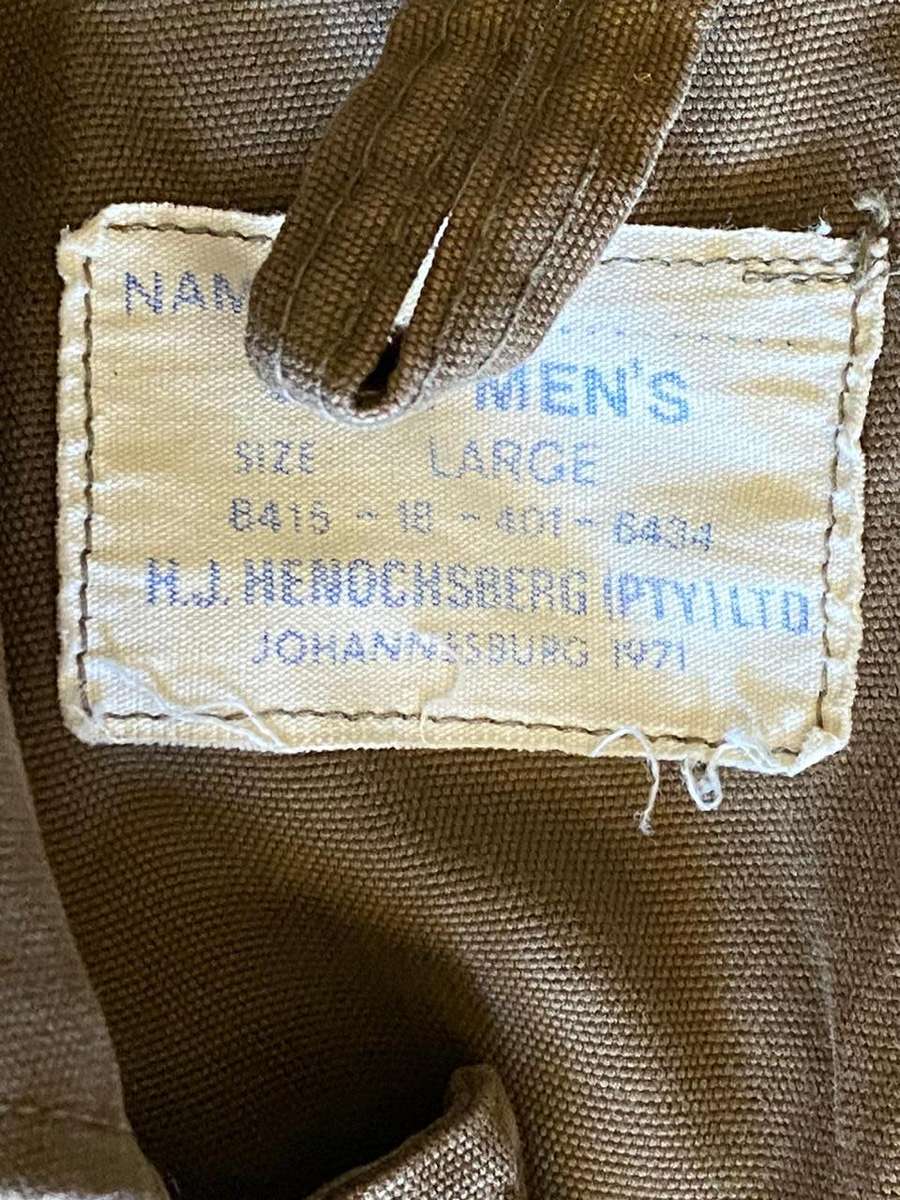 2X SADF BUSH JACKETS-SOLD TOGETHER-BORDER WAR PERIOD-SIZE MEDIUM AND LARGE-BOTH USED BUT IN GOOD CO