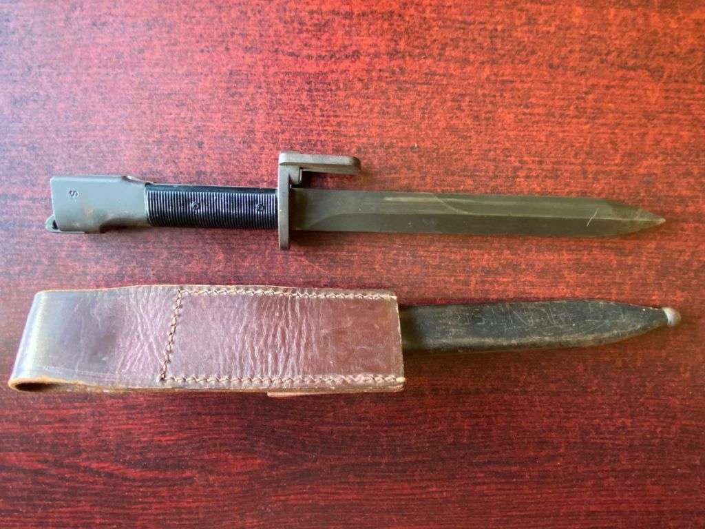 PLASTIC GRIPPED FN FAL TYPE A (1953) BAYONET-SA MILITARY MARKINGS-THIS BAYONET IS IN VERY GOOD CONDI