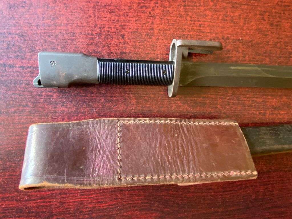 PLASTIC GRIPPED FN FAL TYPE A (1953) BAYONET-SA MILITARY MARKINGS-THIS BAYONET IS IN VERY GOOD CONDI