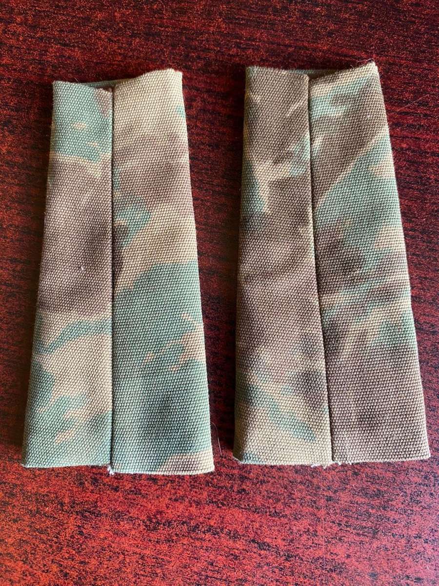 EXTREMELY RARE PAIR OF 32 BATTALION CAMO RANK SLIP ONS-ORIGINAL AND CAME FROM A SHIRT