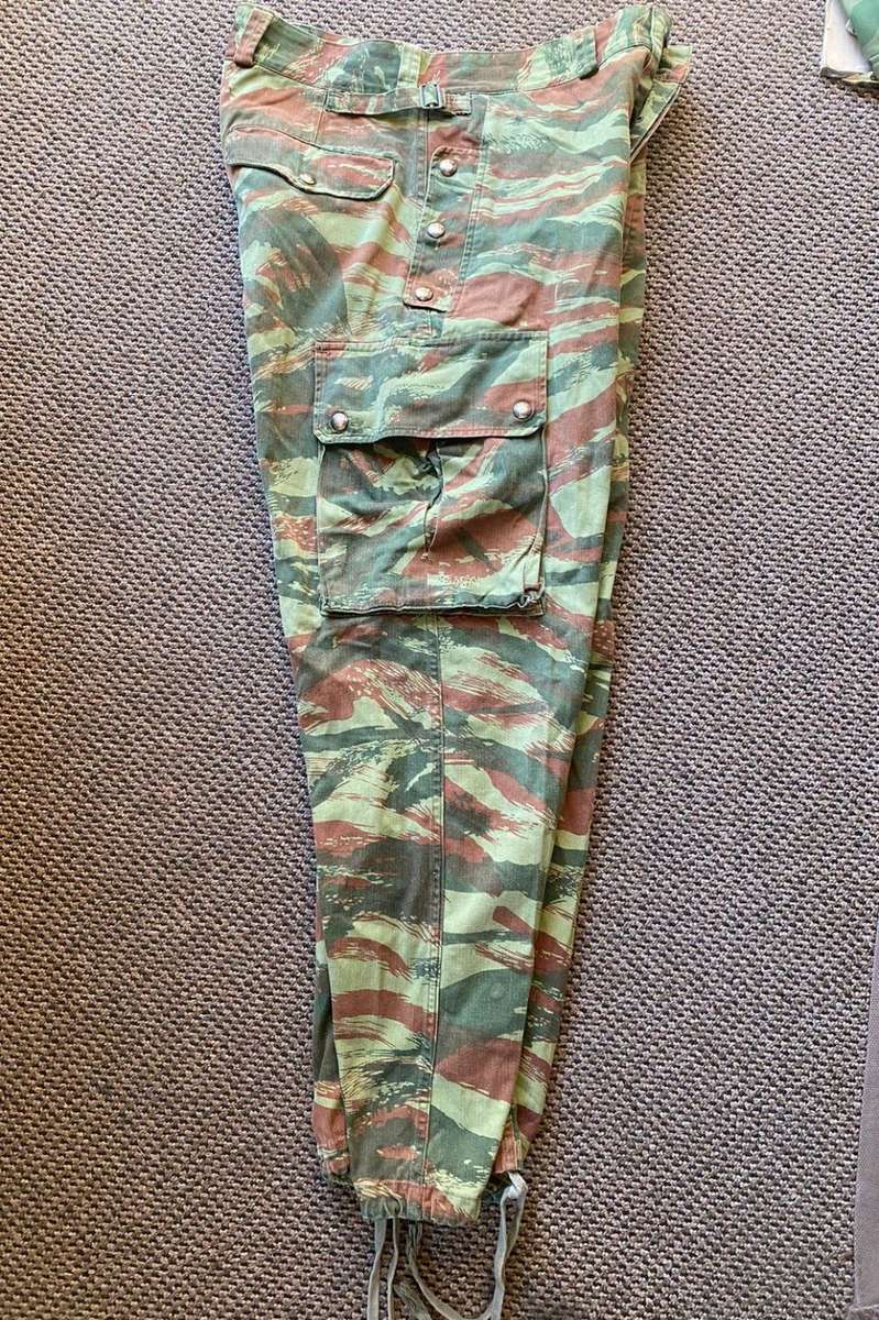 FRENCH ALGERIAN PARA`S CAMO TROUSERS FROM THE 1950`S TO EARLY 1960`S-SIZE 32-PIPE LENGTH 73CM-VERY G