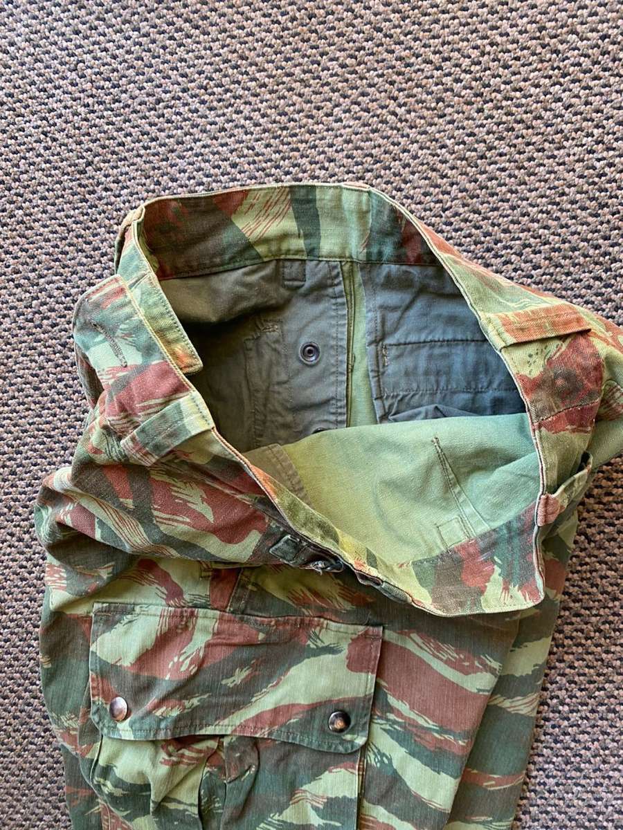 FRENCH ALGERIAN PARA`S CAMO TROUSERS FROM THE 1950`S TO EARLY 1960`S-SIZE 32-PIPE LENGTH 73CM-VERY G