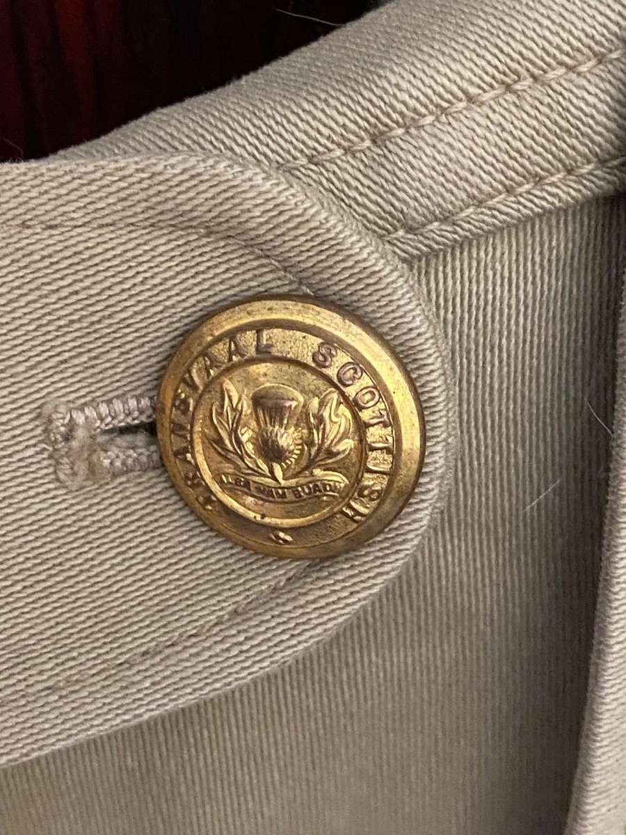 TRANSVAAL SCOTTISH DESERT KHAKI JACKET-SIZE MEDIUM-MEASURES 50CM ARMPIT TO ARMPIT -GOOD CONDITION-MI