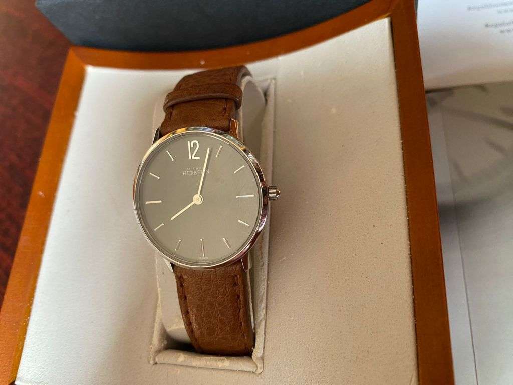 MICHEL HERBELIN QUARTZ LADIES WATCH-30 MM DIAMETER-GREY FACE-COMES WITH ORIGINAL BOX & PAPERS-PERFEC