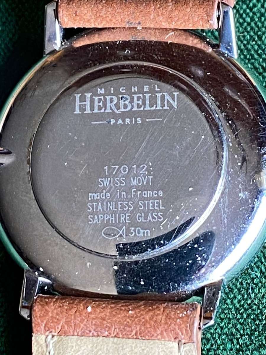 MICHEL HERBELIN QUARTZ LADIES WATCH-30 MM DIAMETER-GREY FACE-COMES WITH ORIGINAL BOX & PAPERS-PERFEC