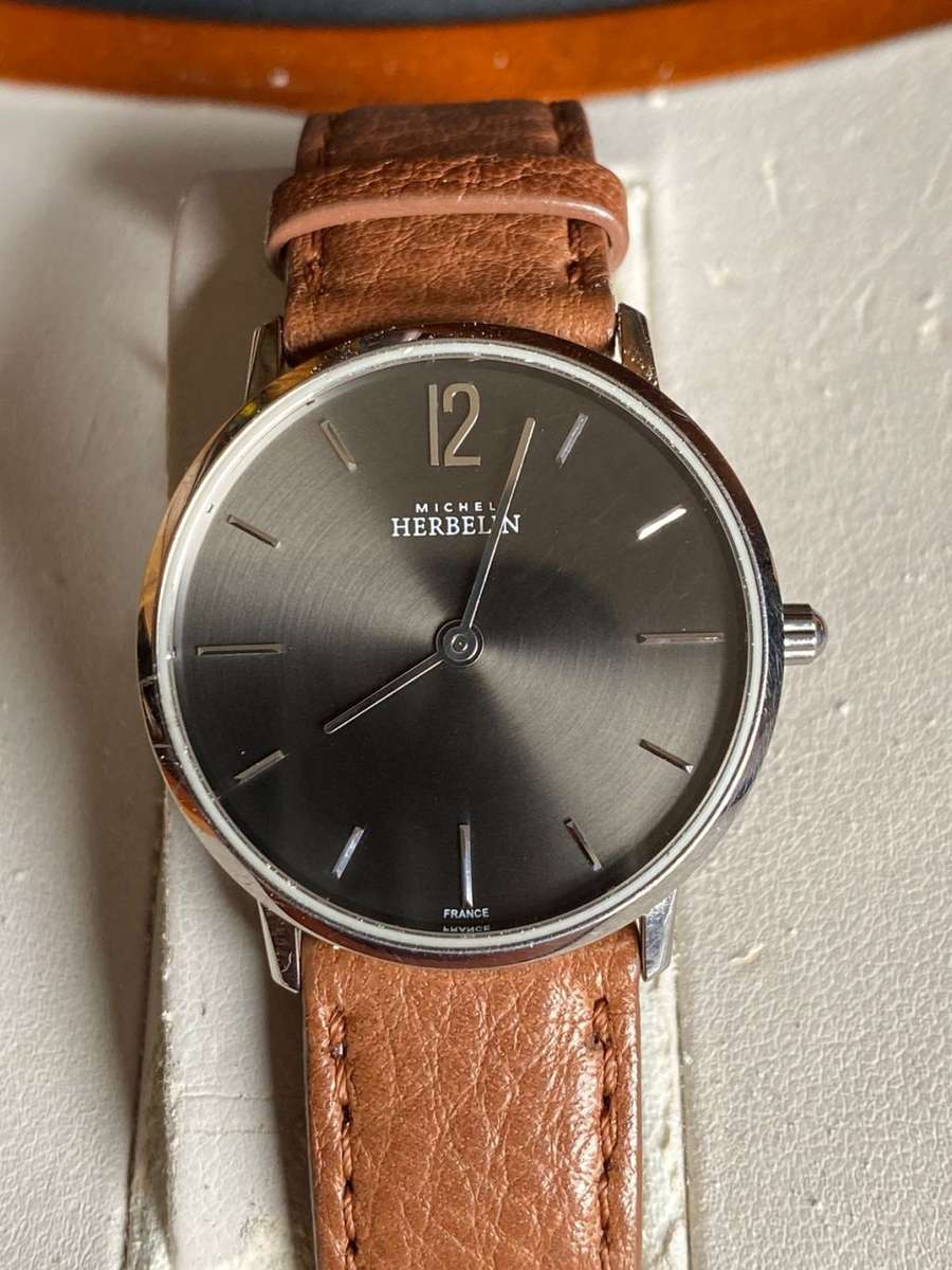 MICHEL HERBELIN QUARTZ LADIES WATCH-30 MM DIAMETER-GREY FACE-COMES WITH ORIGINAL BOX & PAPERS-PERFEC