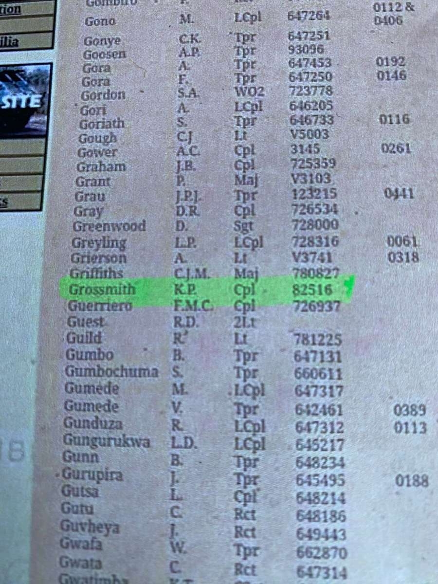 RHODESIAN SELOUS SCOUTS COLLECTION -ALL BELONGED TO CPL 82516 K.P GROSSMITH (CONFIRMED ON SELOUS SCO