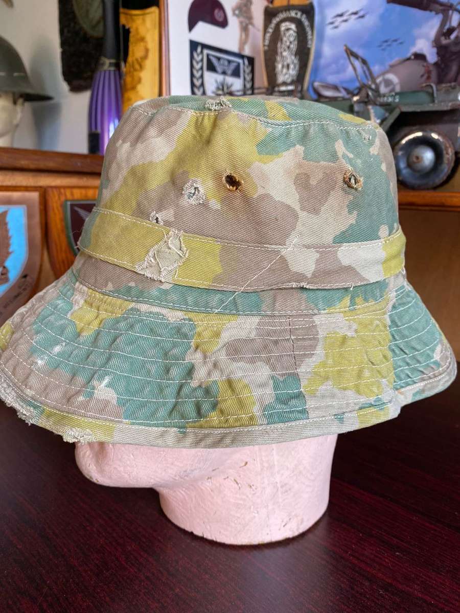 AUTHENTIC RECCE/HUNTER GROUP CAMO BUSH HAT-SIZE 56/7-CONDITION-USED WITH A LOT OF CHARACTER-SCARCE