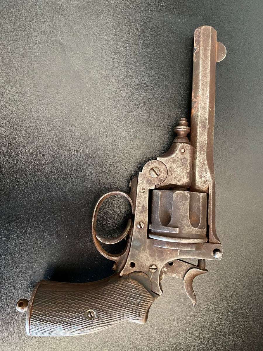 BELGIAN JEAN WARNANT .450 REVOLVER MADE 1870`S-1890`S-THIS REVOLVER IS FULL DEACTIVATED AND CAN ONLY