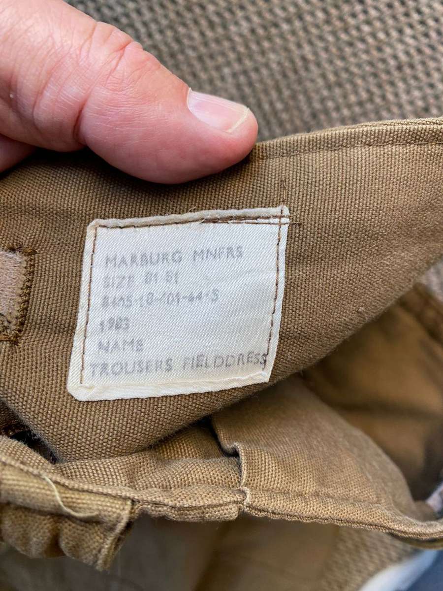 SADF NUTRIA TOUSERS SIZE 32-PIPE LENGTH 81 CM-LABELLED AND DATED 1983