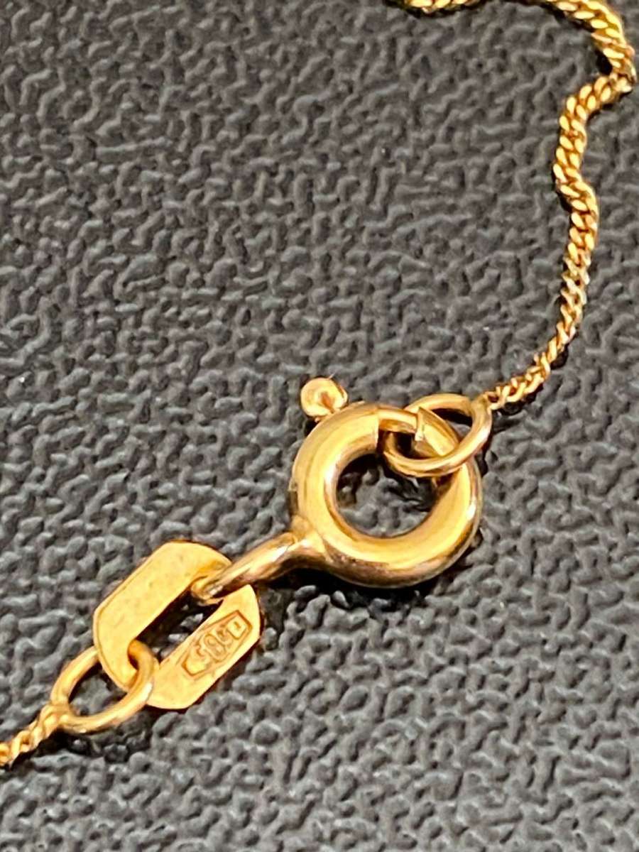 14 CT YELLOW GOLD (575)CHAIN WITH PENDANT-WITH AQUAMARINE STONE-TOTAL LENGTH FOR CHAIN 43CM-TOTAL WE