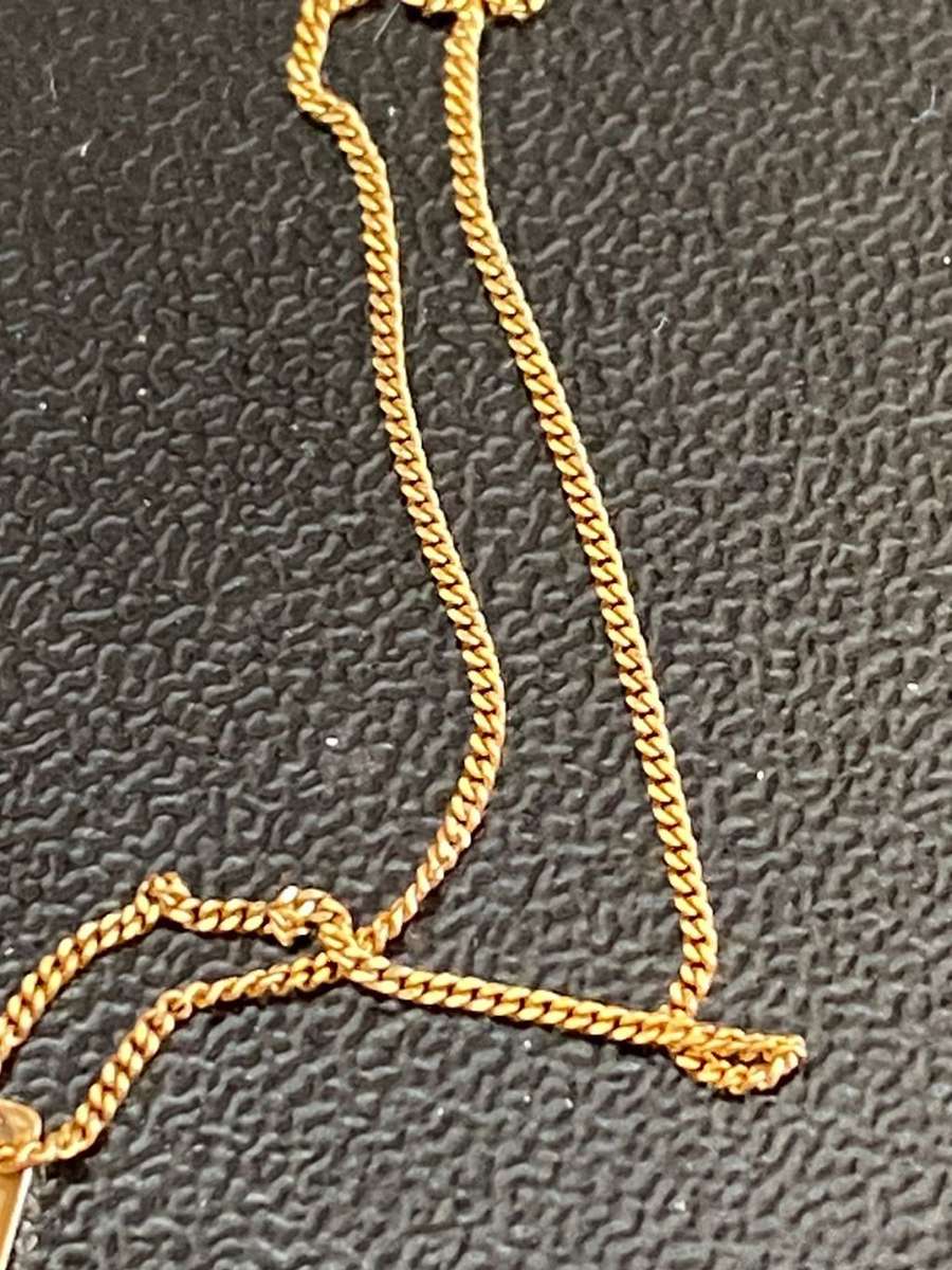 14 CT YELLOW GOLD (575)CHAIN WITH PENDANT-WITH AQUAMARINE STONE-TOTAL LENGTH FOR CHAIN 43CM-TOTAL WE