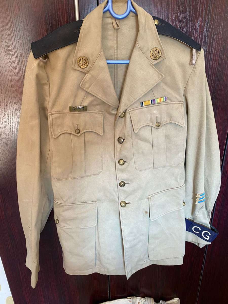 AUTHENTIC WW2 SA UDF HOME FRONT UNIFORM TUNIC + PANTS WITH ARMBAND-VETERAN WW1