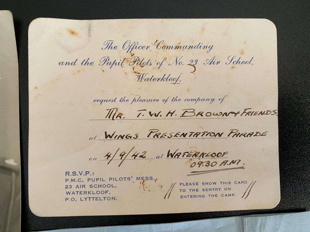 SAAF WW2 PILOTS PRESENTATION WINGS WITH DOCS AND PHOTO