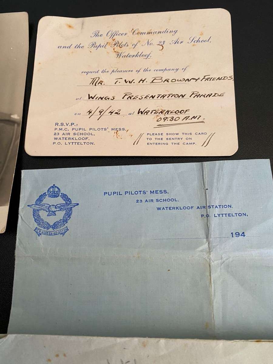 SAAF WW2 PILOTS PRESENTATION WINGS WITH DOCS AND PHOTO