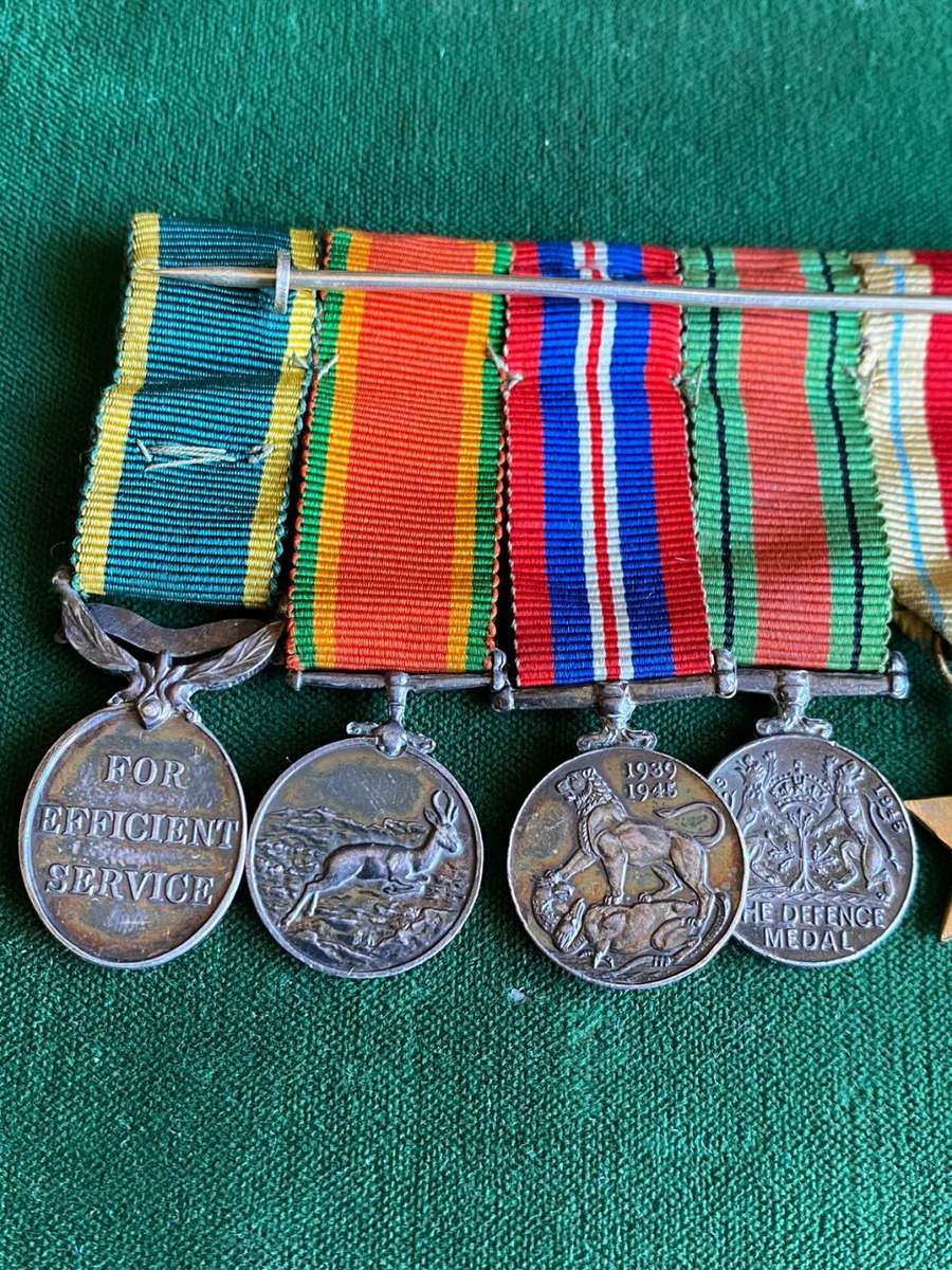 AUTHENTIC WW2 MINIATURE MEDAL GROUP-THE AFRICA SERVICE AND EFFICIENCY MEDAL IN SILVER