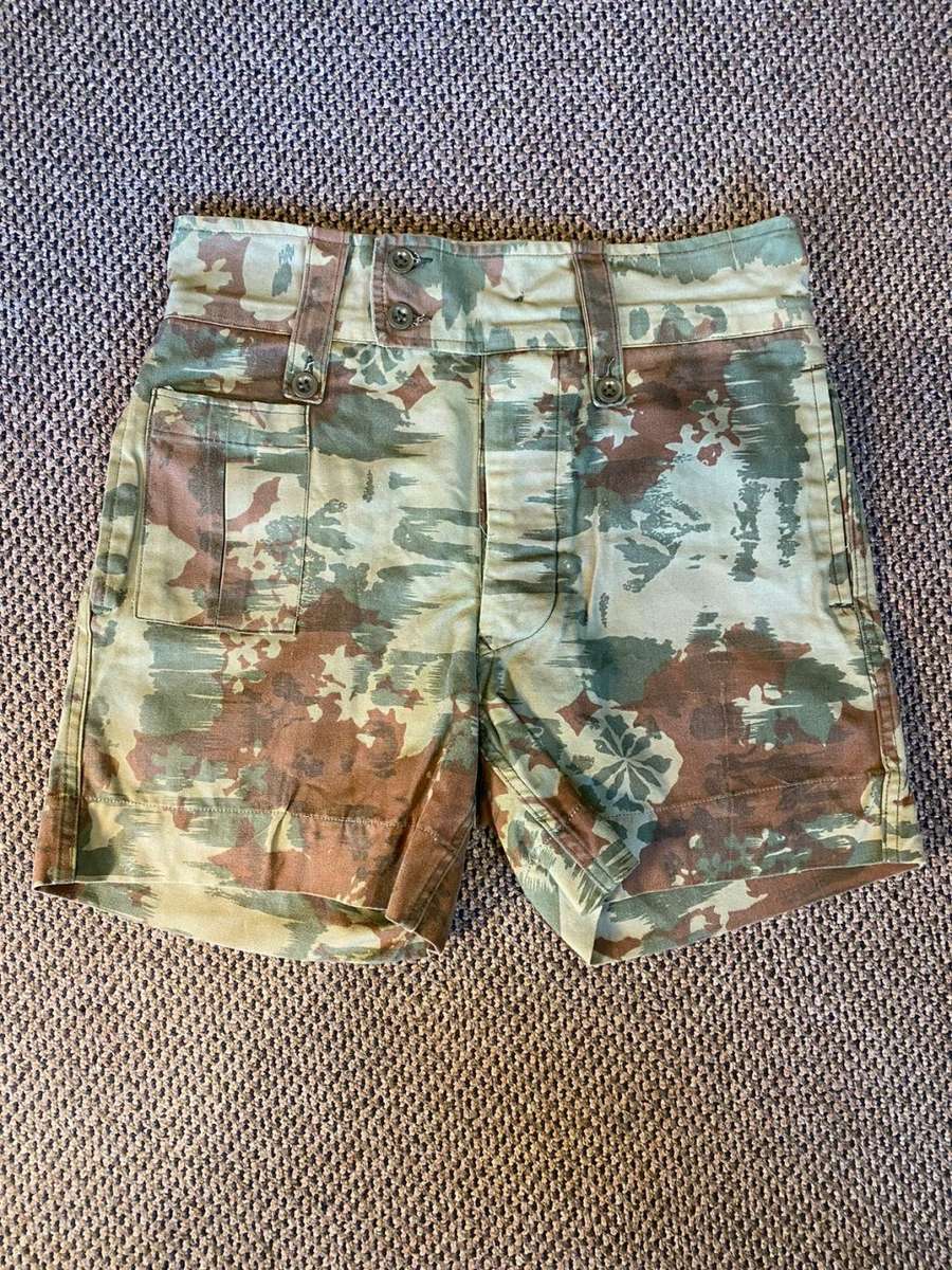 POLICE TASK FORCE 1ST PATTERN CAMO SHORTS-NO HOLES,NO TEARS,ALL BUTTONS INTACT-LABEL FADED-MEASURES