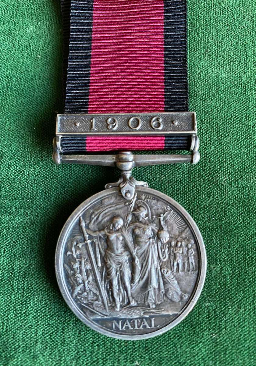 FULL SIZE NATAL 1906 REBELLION MEDAL WITH 1906 BAR AWARDED TO TPR. R.O. ARBUCKLE-NATAL CARBINEERS-CO