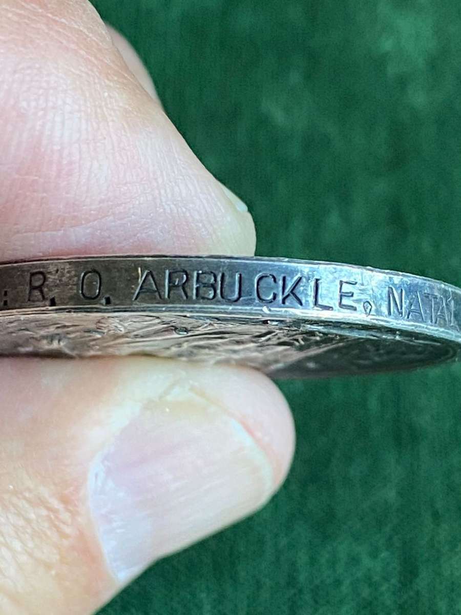 FULL SIZE NATAL 1906 REBELLION MEDAL WITH 1906 BAR AWARDED TO TPR. R.O. ARBUCKLE-NATAL CARBINEERS-CO