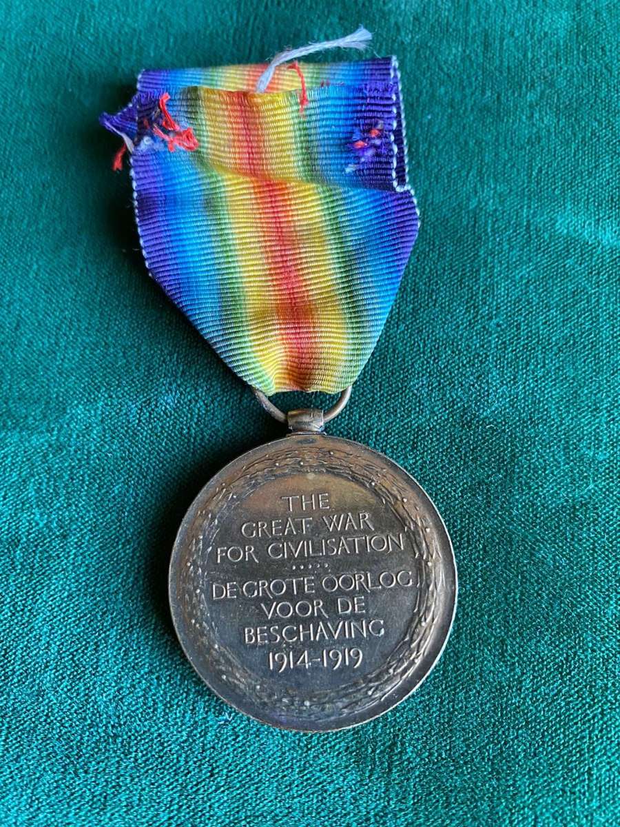 FULL SIZE WW1 VICTORY MEDAL TO SJ. E.P. ST. CROIX 45H SA INFANTRY