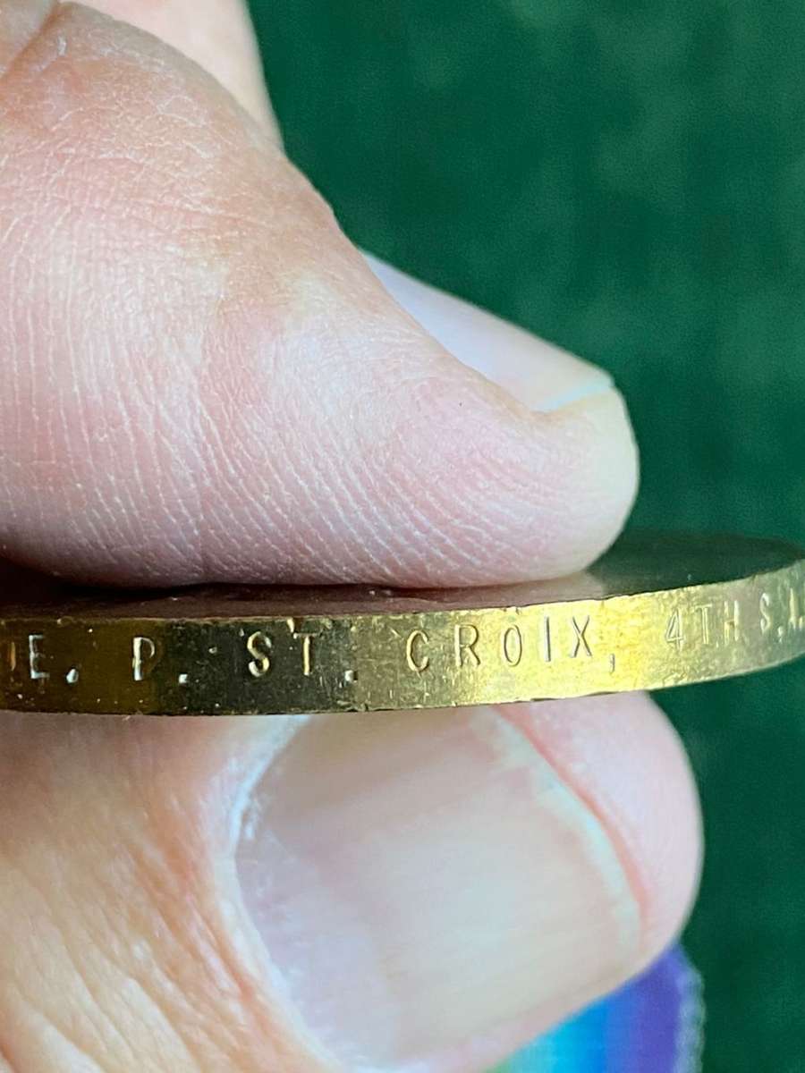 FULL SIZE WW1 VICTORY MEDAL TO SJ. E.P. ST. CROIX 45H SA INFANTRY