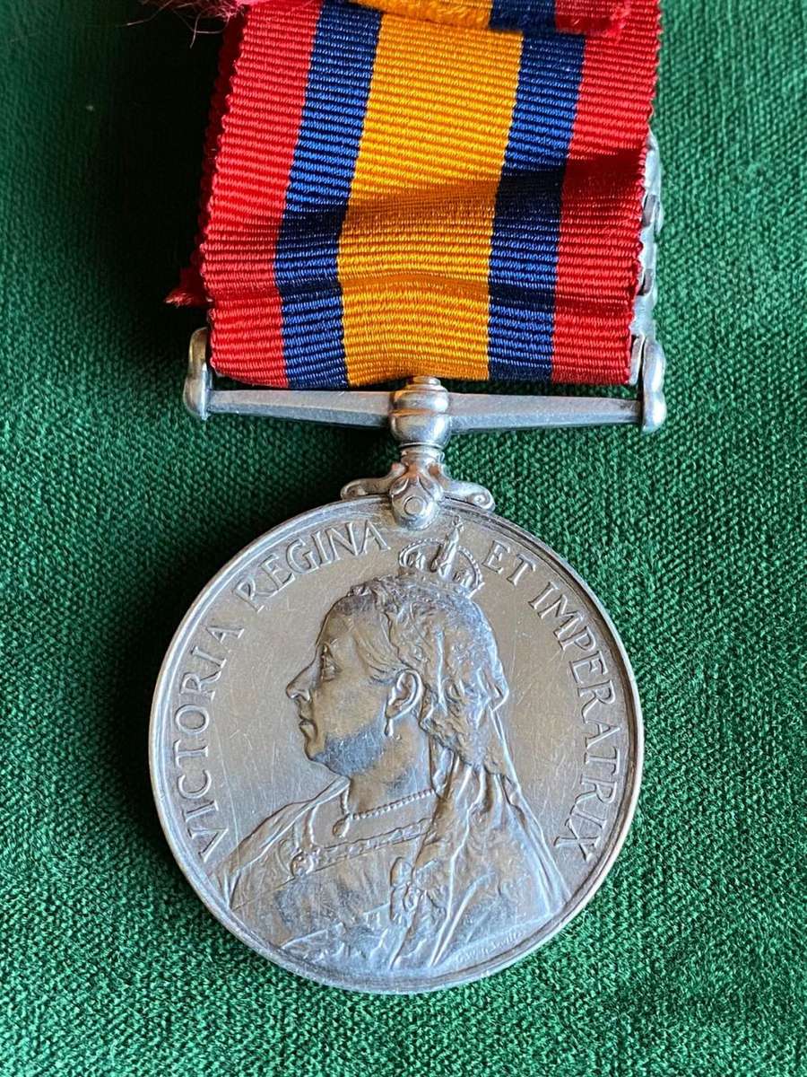 FULL SIZE BOER WAR QSA MEDAL (THREE BARS) CC, OFS, SA 1901- AWARDED TO 475 TPR. D. HIRST KIMBERLEY L