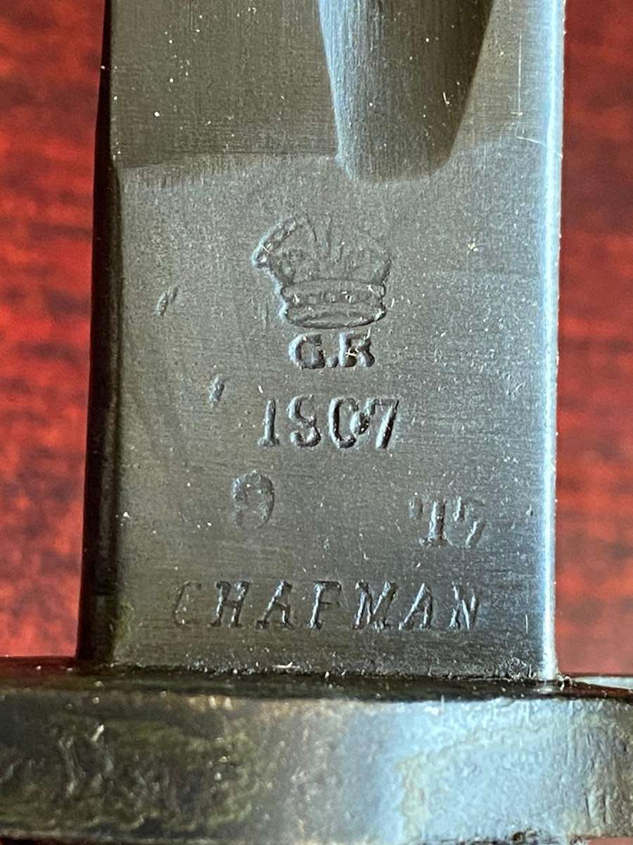 BRITISH MADE PATTERN 1907 SWORD BAYONET BY CHAPMAN-CHAPMAN ONLY PRODUCED 14250 BAYONETS BY THE END O