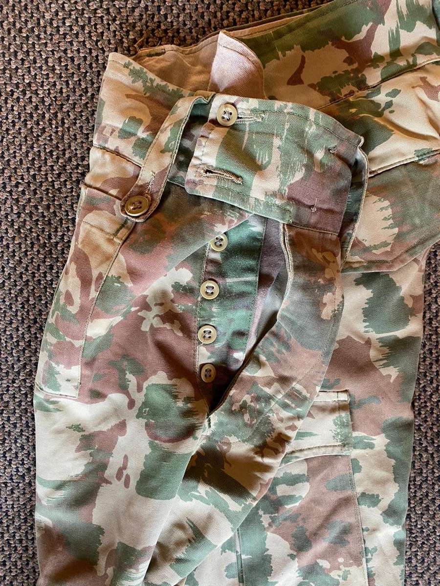 POLICE TASK FORCE 1ST PATTERN CAMO(WITH STARBURST PATTERN)TROUSERS -PLEASE LOOK AT PICS FOR SIZE-SOM