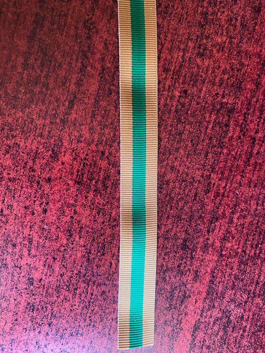 MINIATURE GOOD SERVICE MEDAL,BRONZE 1975 RIBBON-SOLD IN LENGTHS OF 15CM-CAN ALSO SELL IN UNCUT PIECE