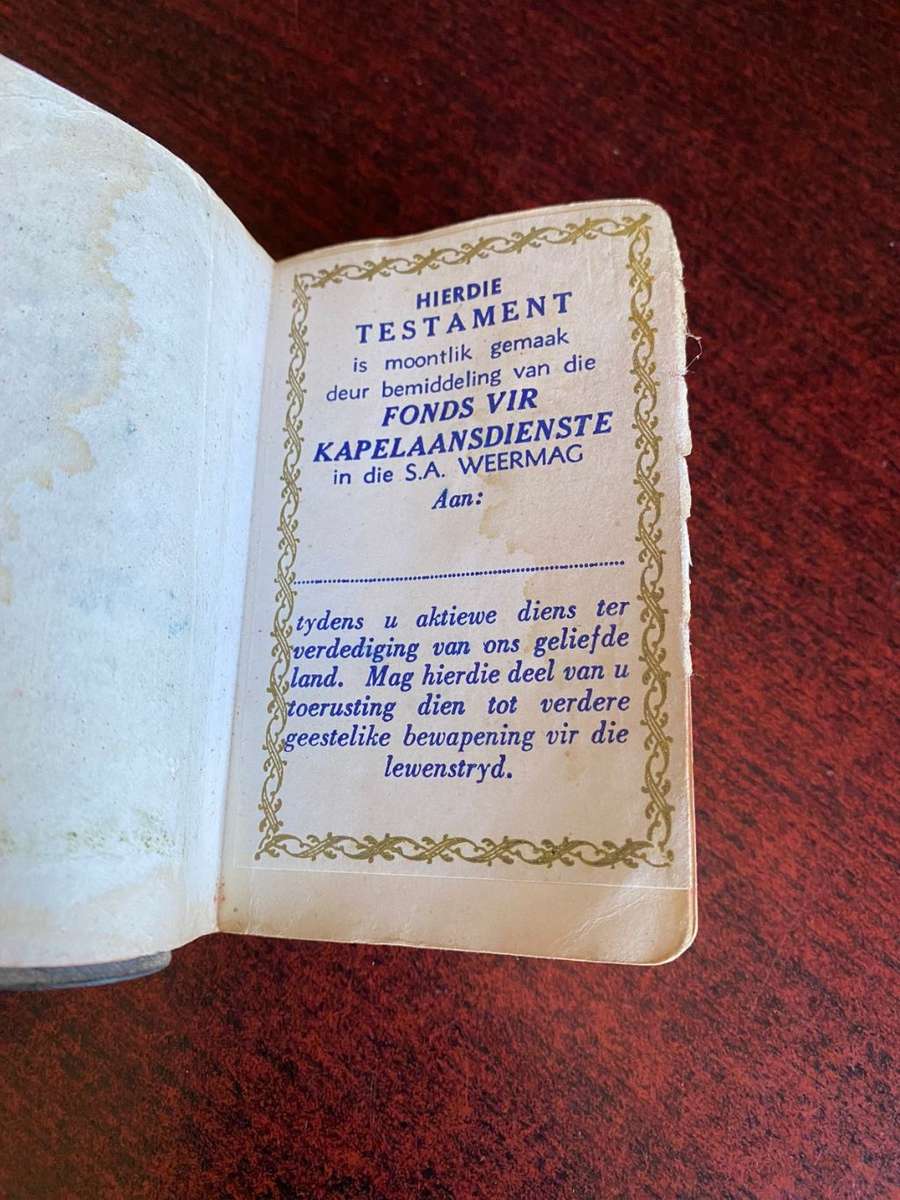 POCKET SIZE BIBLE ISSUED TO TROOP,BORDER WAR PERIOD