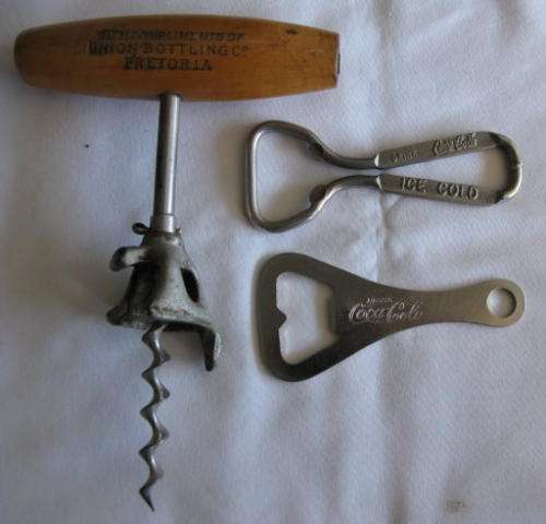 COCA COLA OPENERS X 2 SOLD WITH A UNION BOTTLING CO CORKSCREW