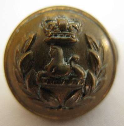 BUTTONS - THE LANCASHIRE REGT. BRASS BUTTON - QUEENS CROWN WORN PRE 1902