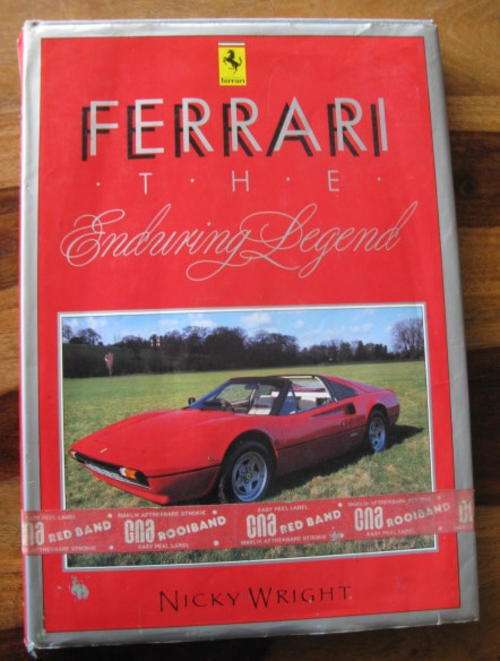 FERRARI THE ENDURING LEGEND BY NICKY WRIGHT.  1ST EDITION PUBLISHED 1990 HARDCOVER WITH DUSTCOVER.