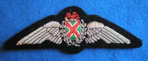 SAAF COMMANDO PILOTS WING SILVER WIRE EMBROIDERED ON BLACK-WORN 1993-2003-PADDED