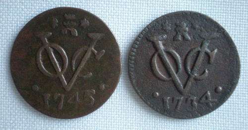 NETHERLANDS EAST INDIES ZEALAND COINAGE 1734 & 1745-DUIT-SOLD TOGETHER
