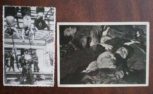 ITALIAN-DEATH OF MUSSOLINI-2X ORIGINAL POST CARDS FROM WW2 PERIOD-THE ONE DATED MILANO 29 APRIL 1945