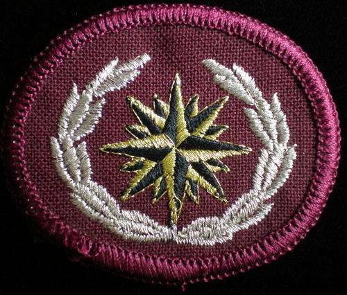 RECCE/SPECIAL FORCE BRIGADE BERET BADGE,ISSUED LATE 2001-10TH-ISSUE COMPASS ROSE-SILVER LUREX WREATH