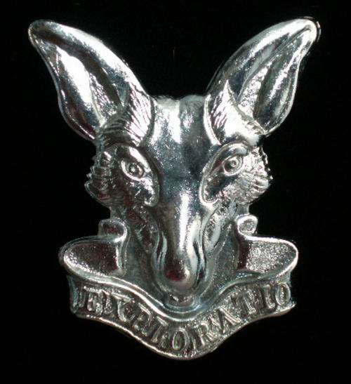 SA INTELLIGENCE CORPS CHROMED CAP BADGE-2LUGS
